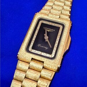 Longines 1980s Vintage Slim Gold Tank Men's Watch 27mm Swiss